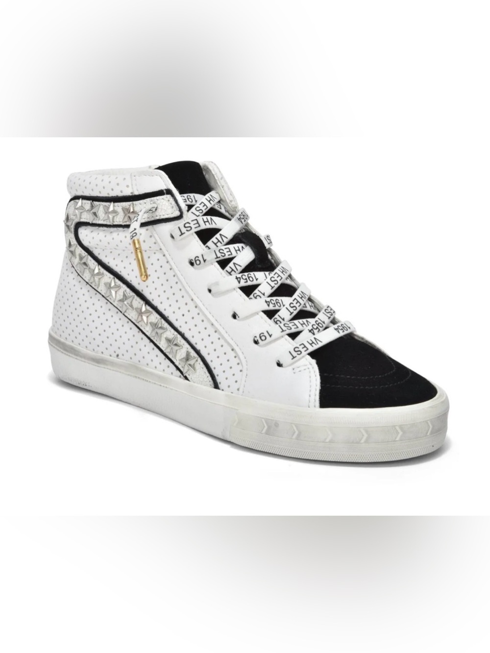 Vintage Havana White and Black High-Top Sneakers